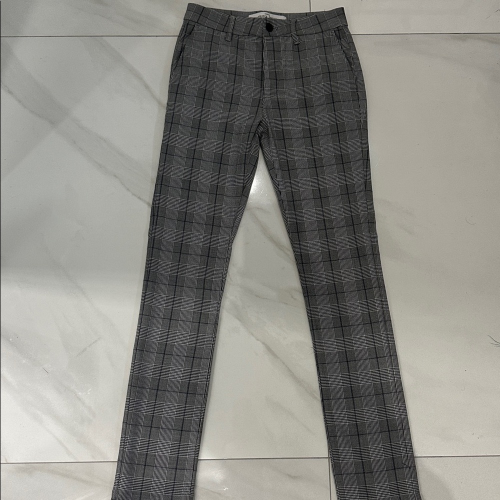 Topman Black and White Checkered Stretch Skinny Pants